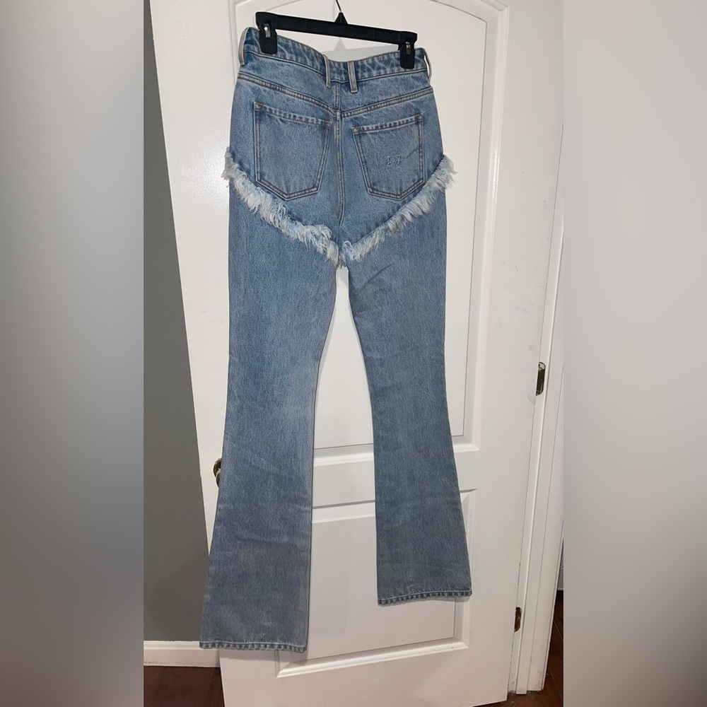New! SER.O.YA Dahlia Western Frayed Fringe Blue Flare Jeans 🤠💙 size 26 - Picture 8 of 10